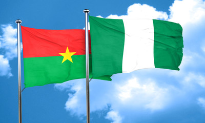 Burkina Faso flag with Nigeria flag, 3D rendering