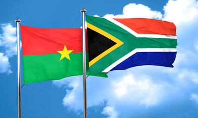 Burkina Faso flag with South Africa flag, 3D rendering