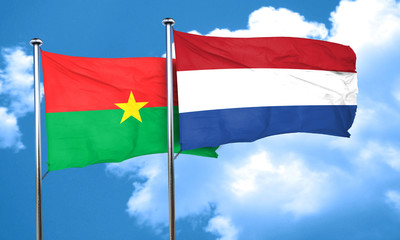 Burkina Faso flag with Netherlands flag, 3D rendering