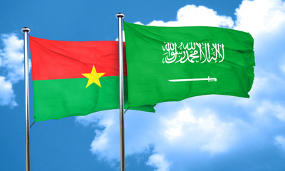 Burkina Faso flag with Saudi Arabia flag, 3D rendering