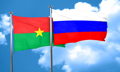 Burkina Faso flag with Russia flag, 3D rendering