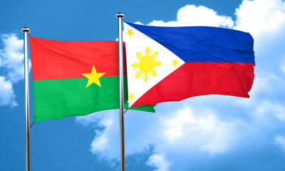 Burkina Faso flag with Philippines flag, 3D rendering
