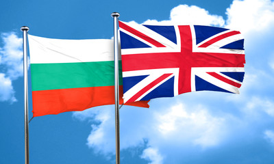 bulgaria flag with Great Britain flag, 3D rendering