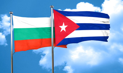 bulgaria flag with cuba flag, 3D rendering