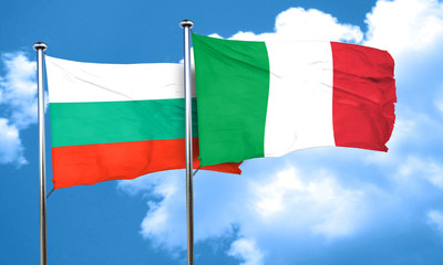 bulgaria flag with Italy flag, 3D rendering