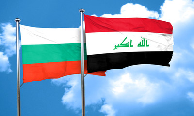 bulgaria flag with Iraq flag, 3D rendering