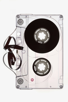 A cassette tape unraveled