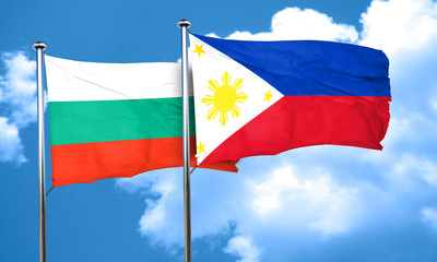 bulgaria flag with Philippines flag, 3D rendering