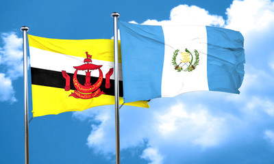 Brunei flag with Guatemala flag, 3D rendering