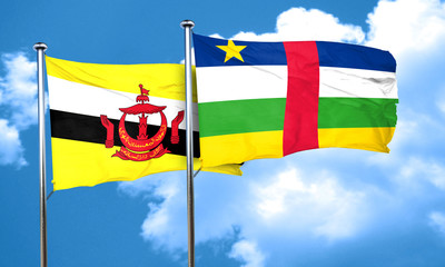 Brunei flag with Central African Republic flag, 3D rendering