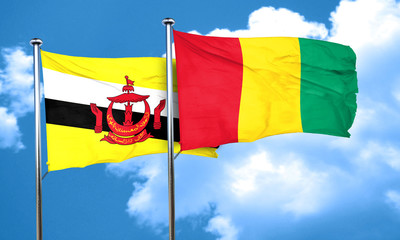 Brunei flag with Guinea flag, 3D rendering