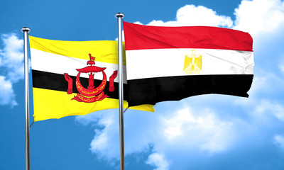 Brunei flag with egypt flag, 3D rendering