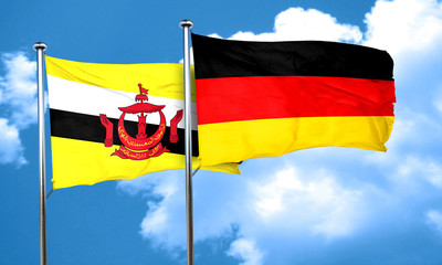 Brunei flag with Germany flag, 3D rendering
