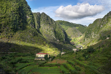 Obraz na płótnie Canvas The beautiful landscape of mountain and rice field during trip from Hanoi - Hoang Su Phi - Dong Van district to the city of Ha Giang North Vietnam.