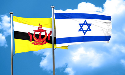 Brunei flag with Israel flag, 3D rendering