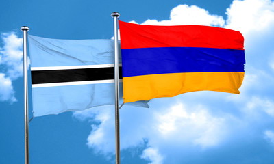 Botswana flag with Armenia flag, 3D rendering