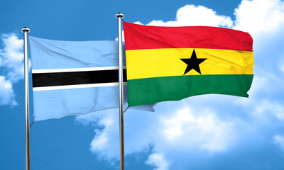 Botswana flag with Ghana flag, 3D rendering