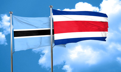 Botswana flag with Costa Rica flag, 3D rendering