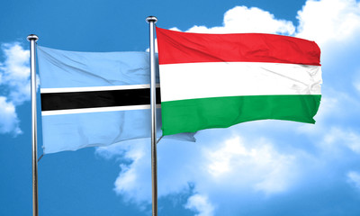 Botswana flag with Hungary flag, 3D rendering