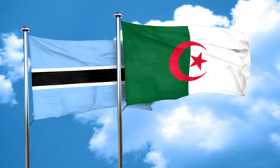 Botswana flag with Algeria flag, 3D rendering