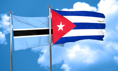 Botswana flag with cuba flag, 3D rendering