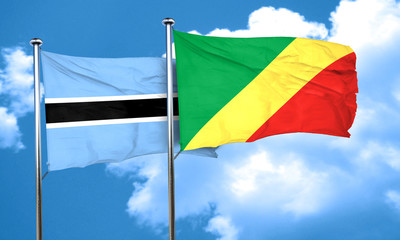 Botswana flag with congo flag, 3D rendering