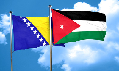 Bosnia and Herzegovina flag with Jordan flag, 3D rendering