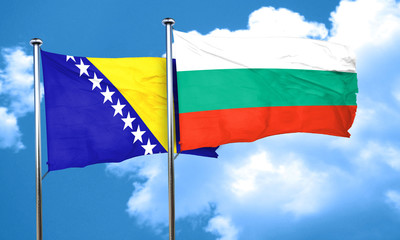 Bosnia and Herzegovina flag with Bulgaria flag, 3D rendering