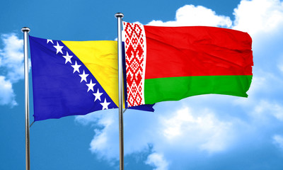 Bosnia and Herzegovina flag with Belarus flag, 3D rendering