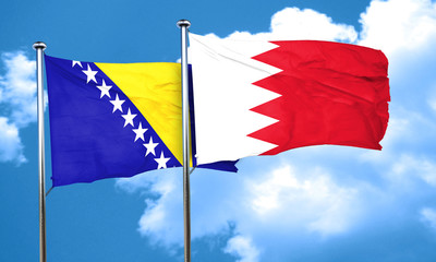 Bosnia and Herzegovina flag with Bahrain flag, 3D rendering
