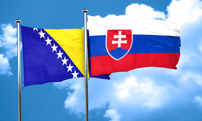 Bosnia and Herzegovina flag with Slovakia flag, 3D rendering