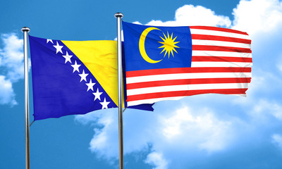 Bosnia and Herzegovina flag with Malaysia flag, 3D rendering