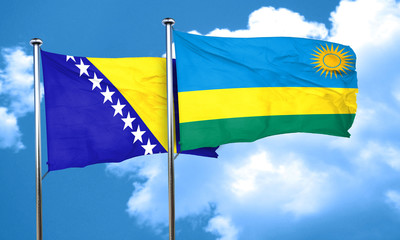 Bosnia and Herzegovina flag with rwanda flag, 3D rendering