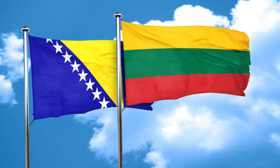 Bosnia and Herzegovina flag with Lithuania flag, 3D rendering