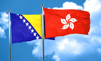 Bosnia and Herzegovina flag with Hong Kong flag, 3D rendering