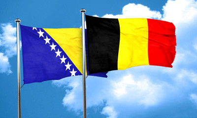 Bosnia and Herzegovina flag with Belgium flag, 3D rendering