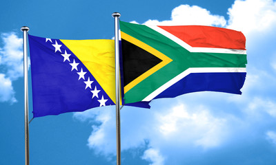 Bosnia and Herzegovina flag with South Africa flag, 3D rendering