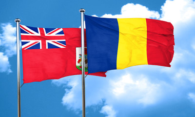 bermuda flag with Romania flag, 3D rendering
