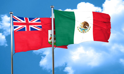 bermuda flag with Mexico flag, 3D rendering
