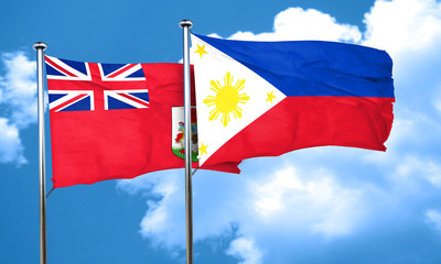 bermuda flag with Philippines flag, 3D rendering