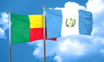 Benin flag with Guatemala flag, 3D rendering