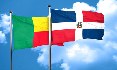 Benin flag with Dominican Republic flag, 3D rendering