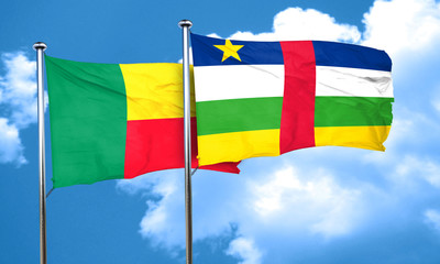 Benin flag with Central African Republic flag, 3D rendering