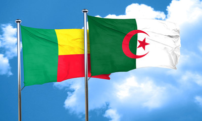Benin flag with Algeria flag, 3D rendering