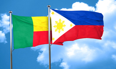 Benin flag with Philippines flag, 3D rendering