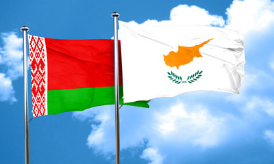 Belarus flag with Cyprus flag, 3D rendering