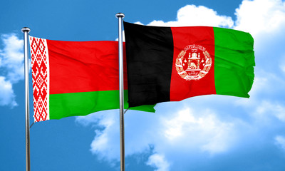 Belarus flag with afghanistan flag, 3D rendering