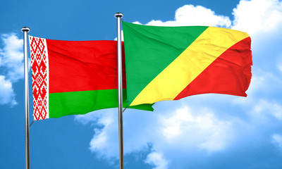 Belarus flag with congo flag, 3D rendering