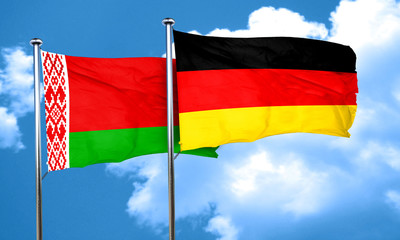 Belarus flag with Germany flag, 3D rendering