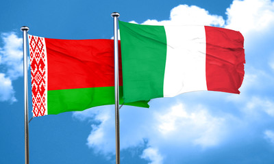 Belarus flag with Italy flag, 3D rendering